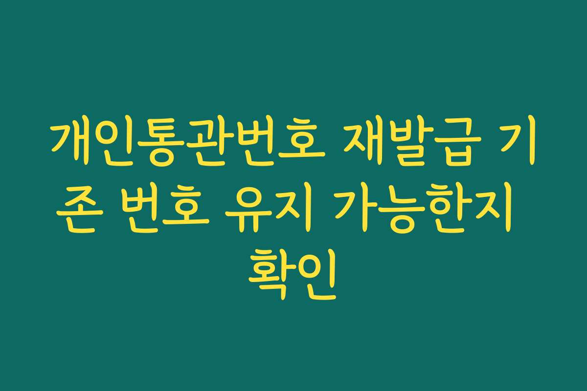 개인통관번호 재발급 기존 번호 유지 가능한지 확인