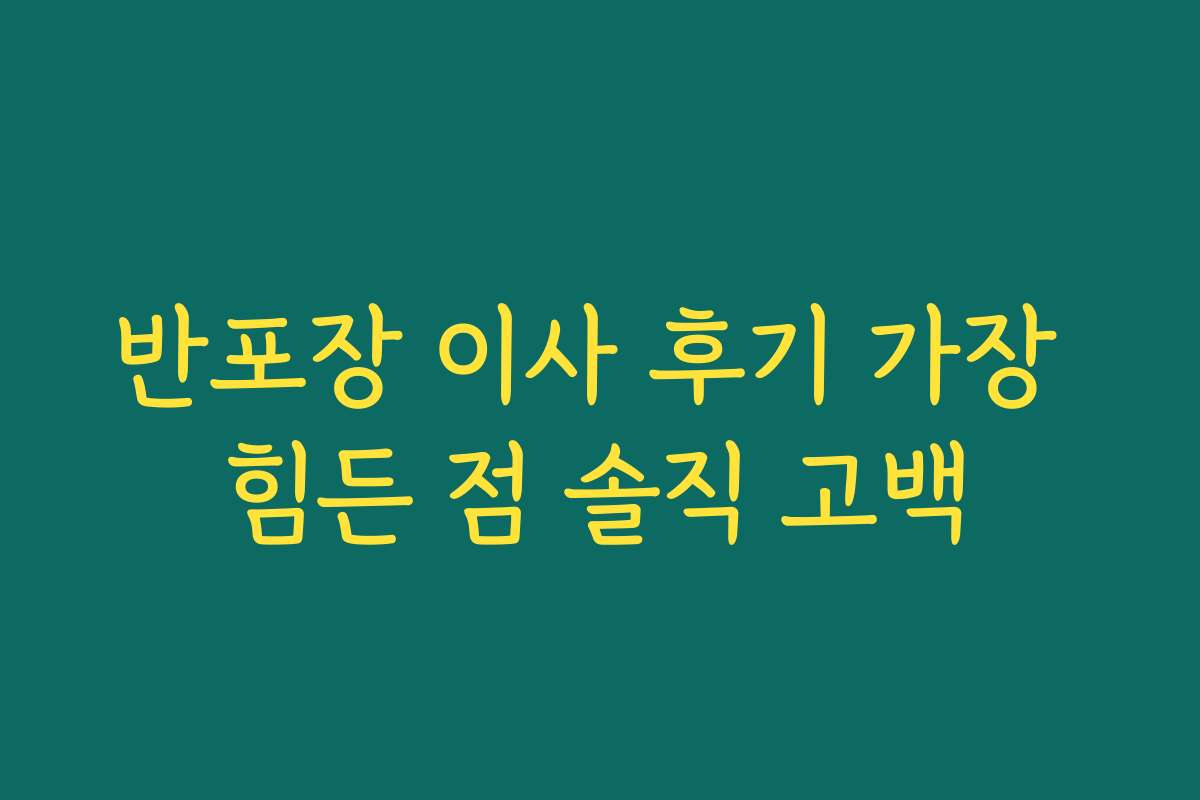 반포장 이사 후기 가장 힘든 점 솔직 고백