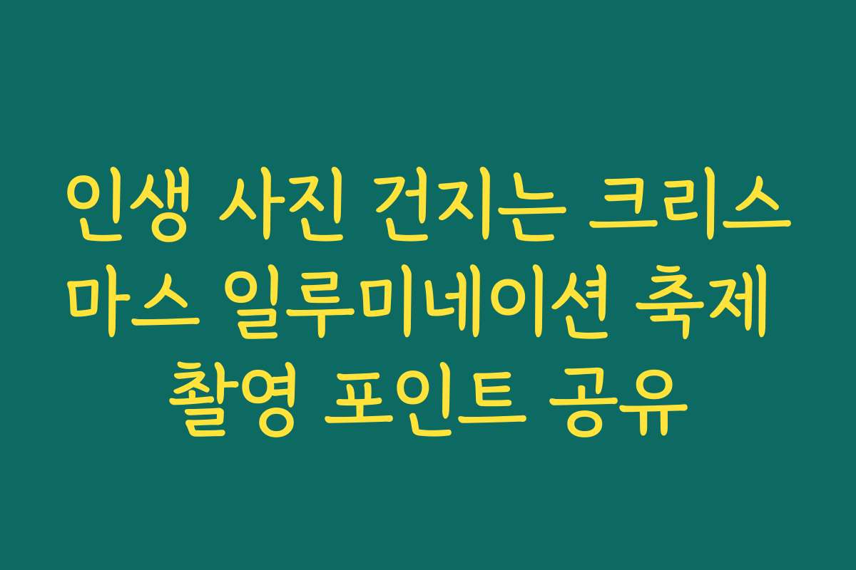 인생 사진 건지는 크리스마스 일루미네이션 축제 촬영 포인트 공유