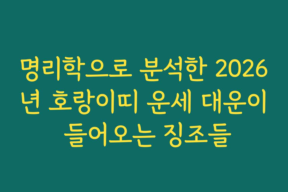 명리학으로 분석한 2026년 호랑이띠 운세 대운이 들어오는 징조들