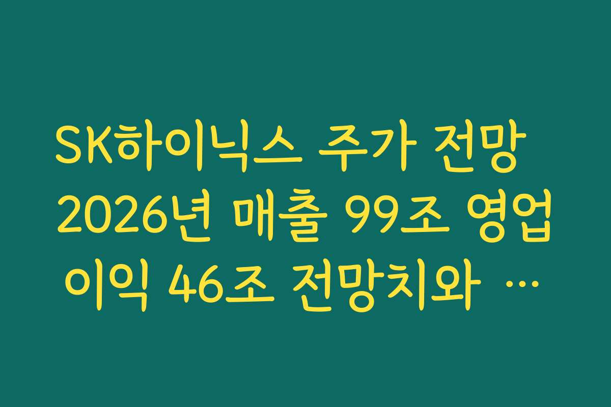 SK하이닉스 주가 전망  2026년 매출 99조 영업이익 46조 전망치와 밸류에이션 수준 살펴보기