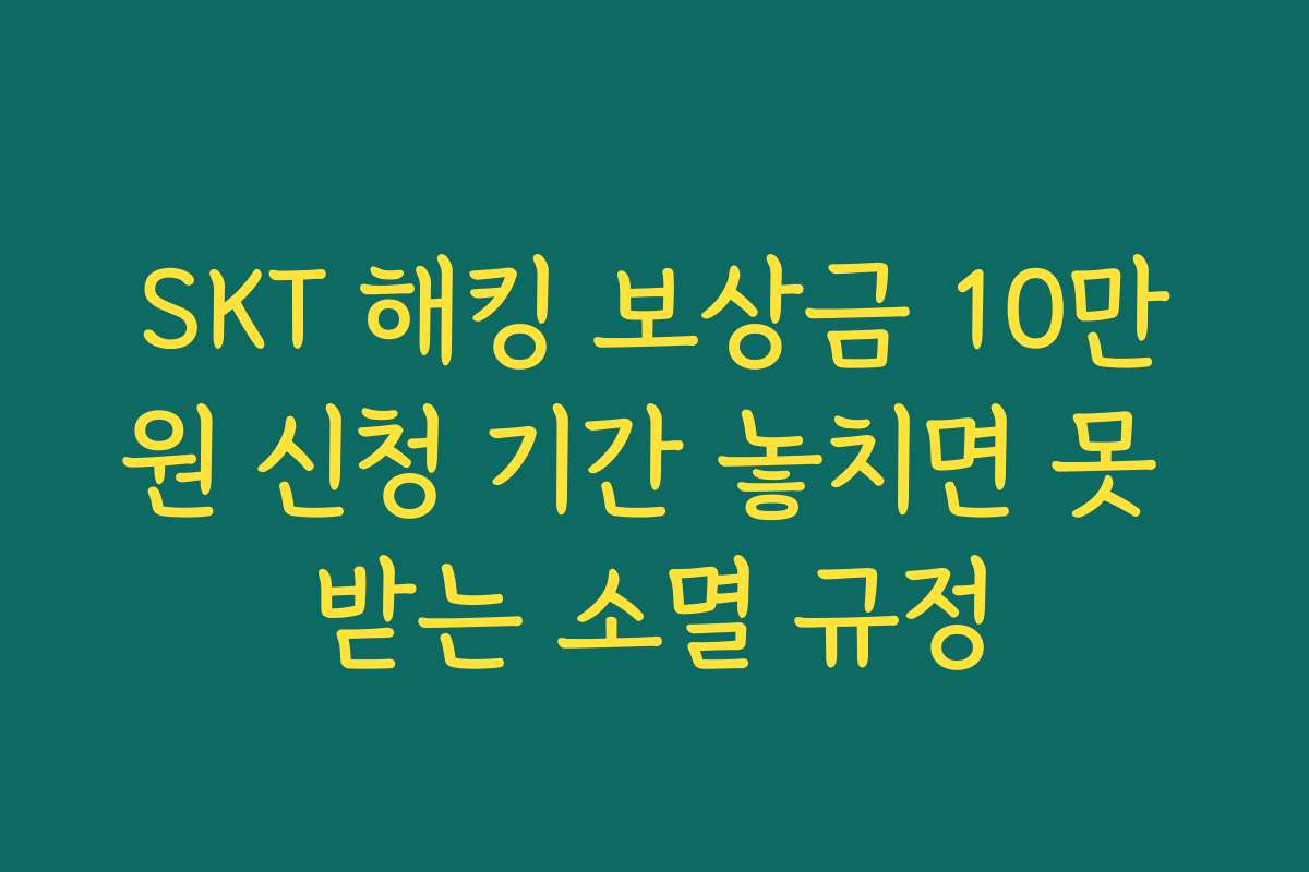 SKT 해킹 보상금 10만원 신청 기간 놓치면 못 받는 소멸 규정 SKT 해킹 보상금 10만원 신청 기간 놓치면 못 받는 소멸 규정