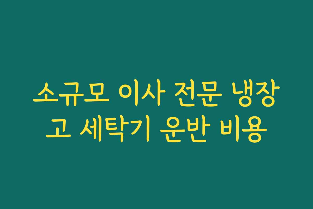 소규모 이사 전문 냉장고 세탁기 운반 비용