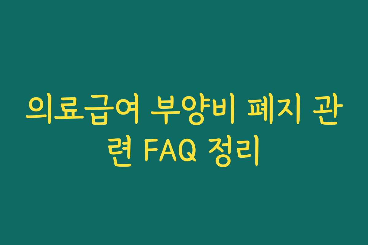 의료급여 부양비 폐지 관련 FAQ 정리