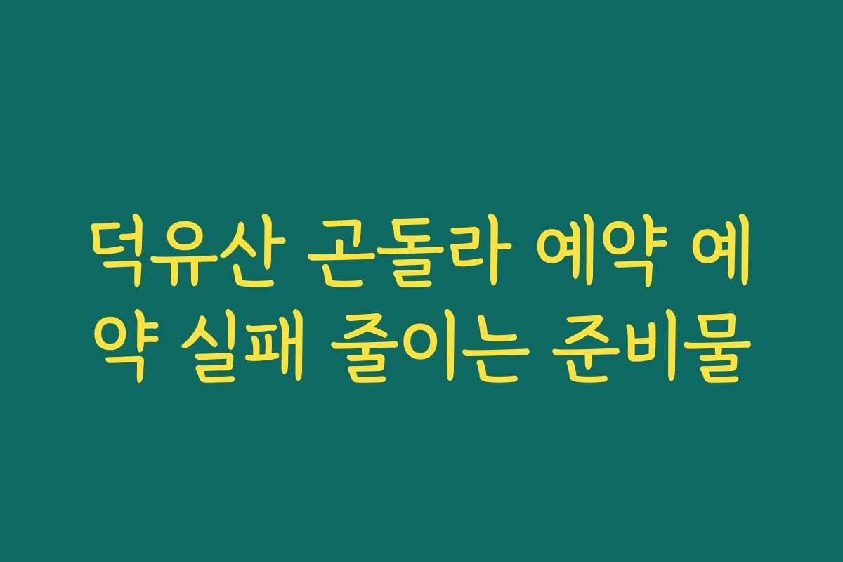 덕유산 곤돌라 예약 예약 실패 줄이는 준비물