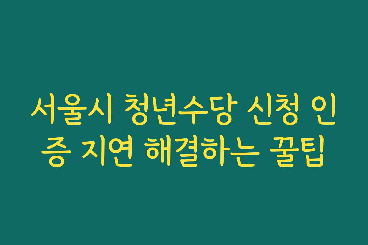 서울시 청년수당 신청 인증 지연 해결하는 꿀팁