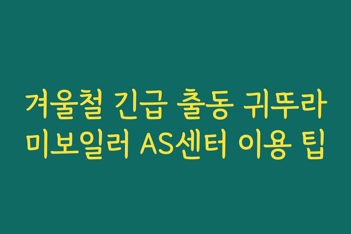 겨울철 긴급 출동 귀뚜라미보일러 AS센터 이용 팁 겨울철 긴급 출동 귀뚜라미보일러 AS센터 이용 팁