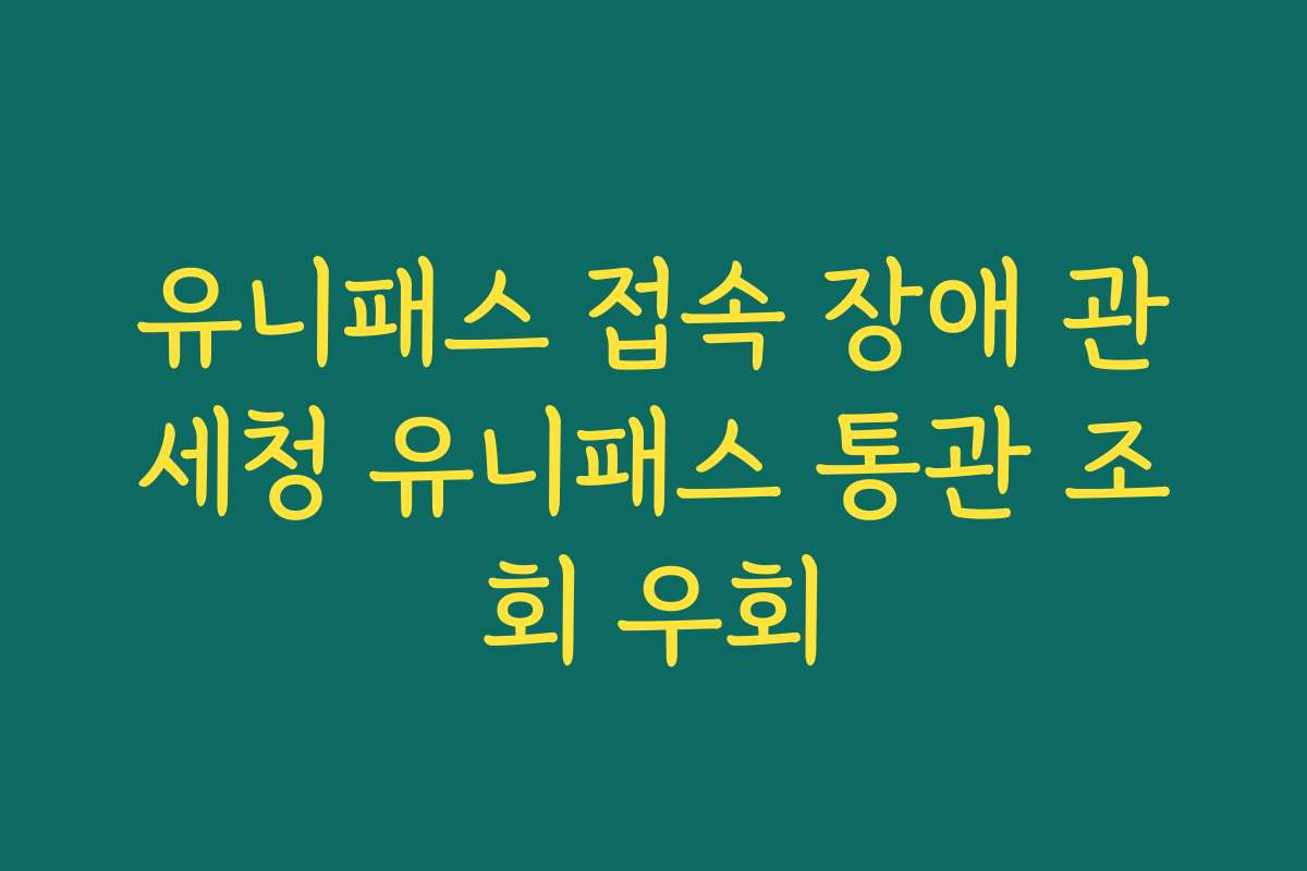 유니패스 접속 장애 관세청 유니패스 통관 조회 우회