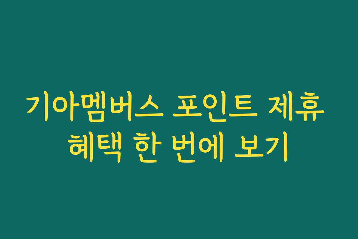 기아멤버스 포인트 제휴 혜택 한 번에 보기