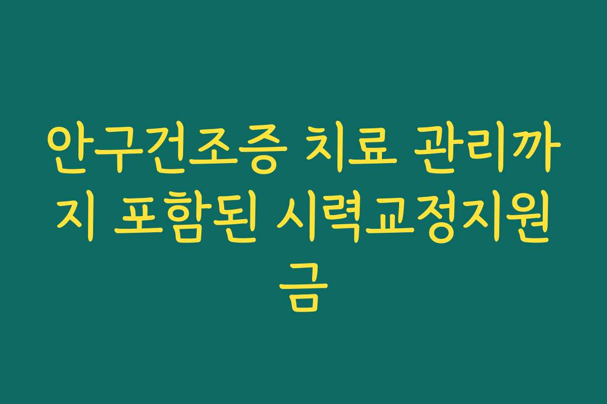 안구건조증 치료 관리까지 포함된 시력교정지원금