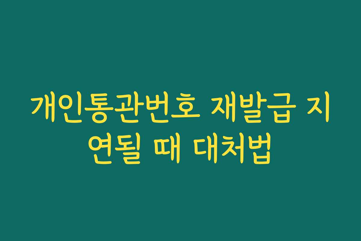 개인통관번호 재발급 지연될 때 대처법