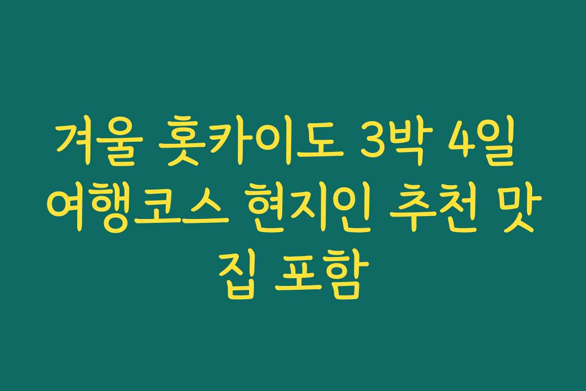 겨울 홋카이도 3박 4일 여행코스 현지인 추천 맛집 포함 겨울 홋카이도 3박 4일 여행코스 현지인 추천 맛집 포함