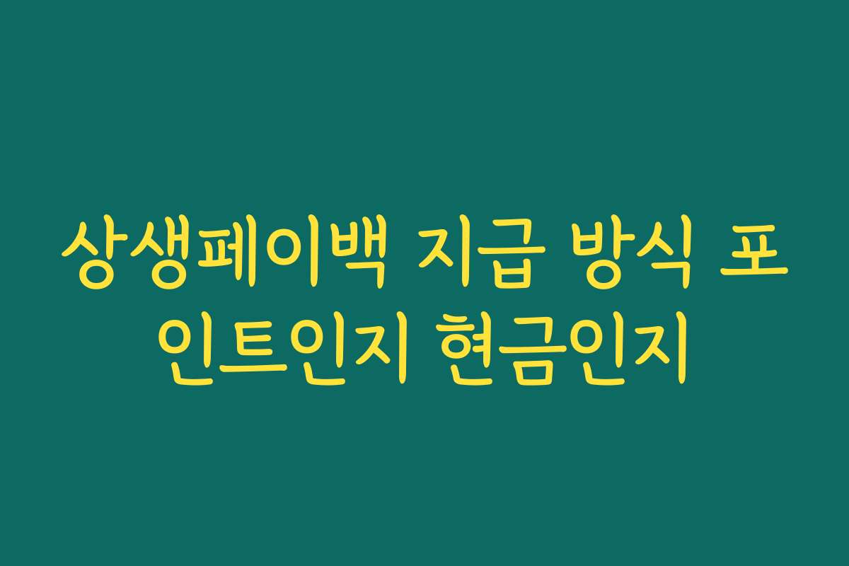 상생페이백 지급 방식 포인트인지 현금인지 상생페이백 지급 방식 포인트인지 현금인지