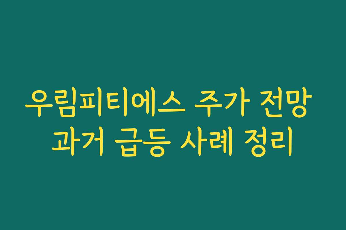우림피티에스 주가 전망 과거 급등 사례 정리