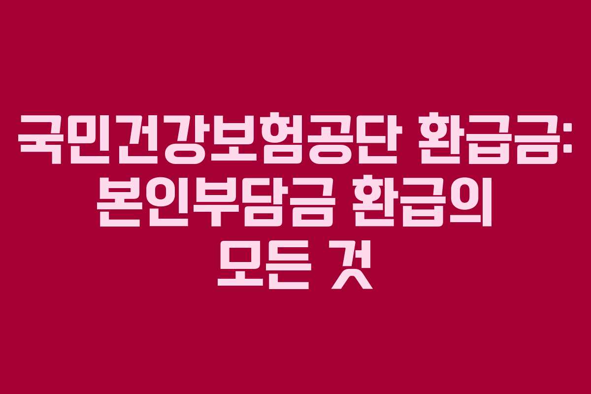 국민건강보험공단 환급금: 본인부담금 환급의 모든 것