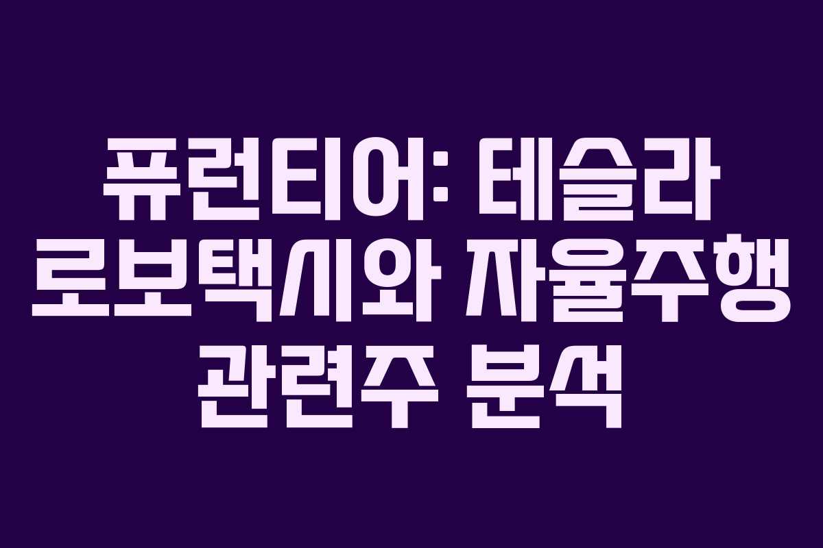 퓨런티어: 테슬라 로보택시와 자율주행 관련주 분석