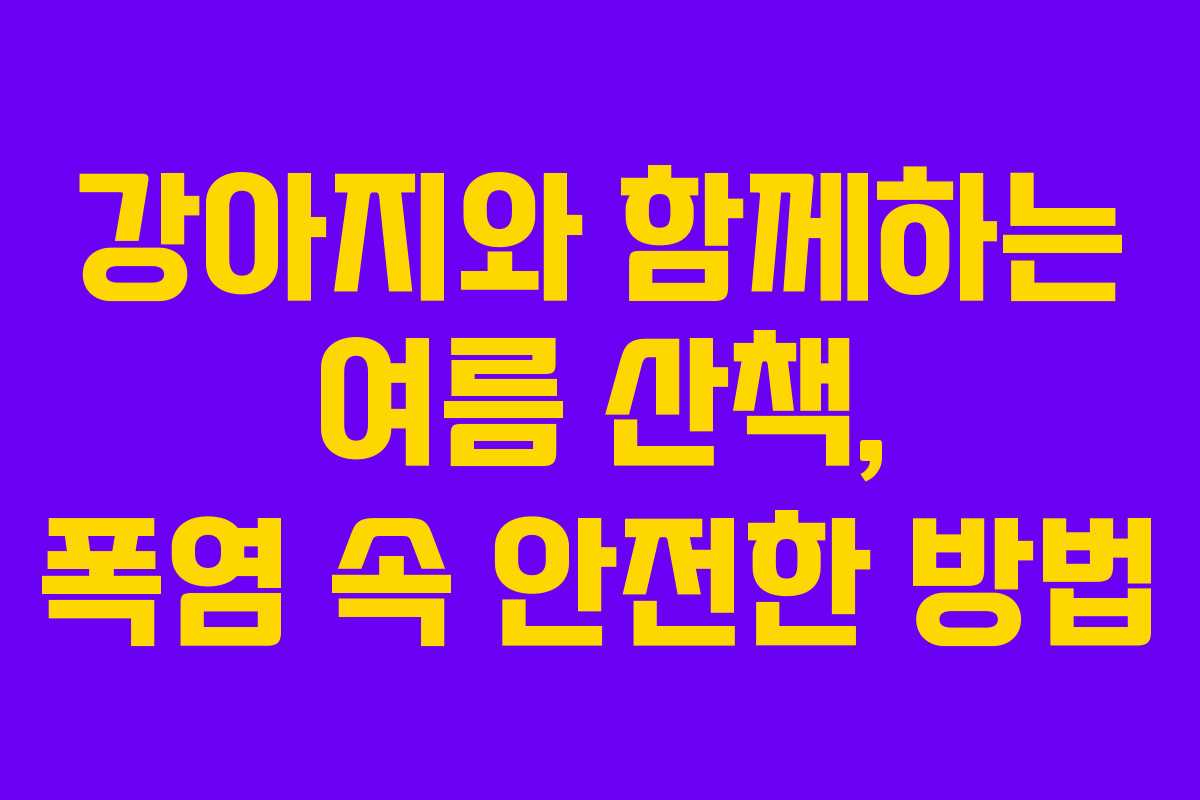 강아지와 함께하는 여름 산책, 폭염 속 안전한 방법 강아지와 함께하는 여름 산책, 폭염 속 안전한 방법