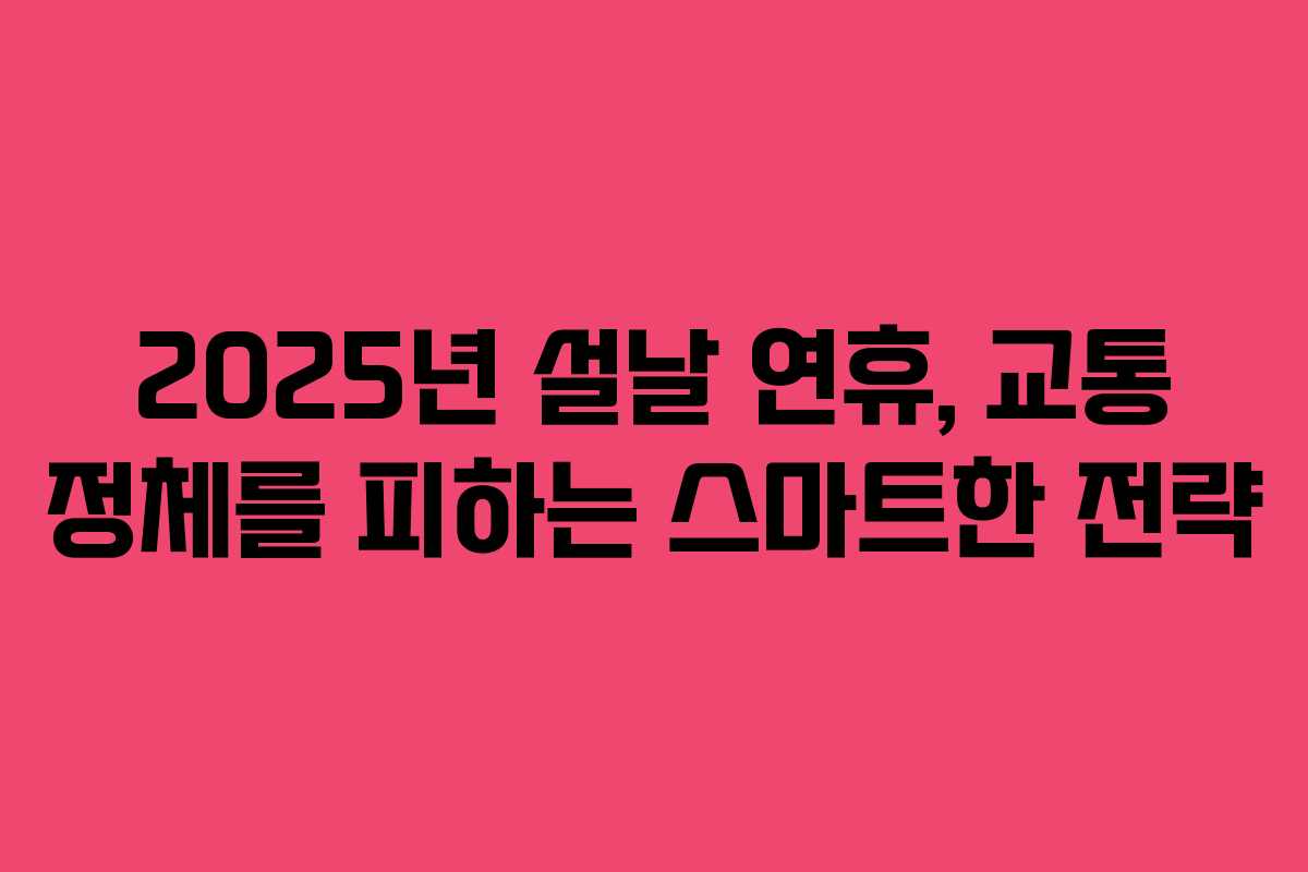 2025년 설날 연휴, 교통 정체를 피하는 스마트한 전략