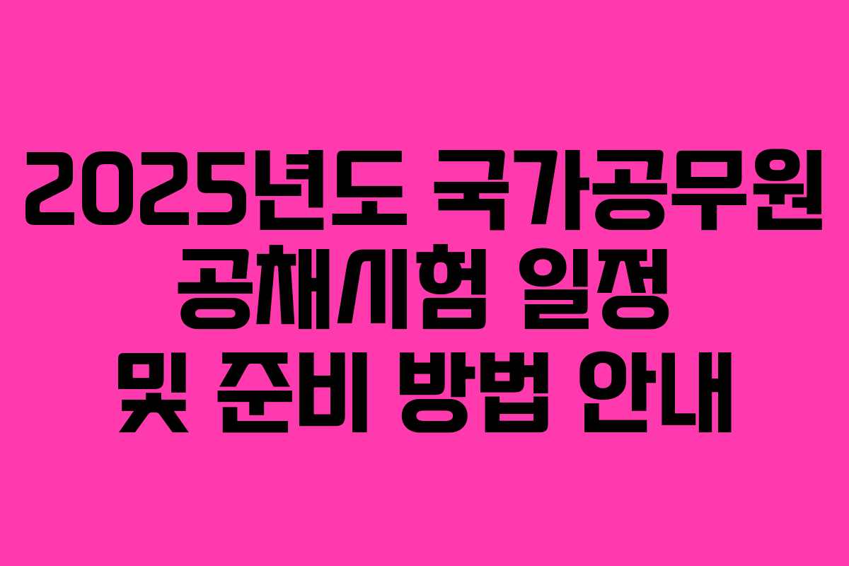 2025년도 국가공무원 공채시험 일정 및 준비 방법 안내 2025년도 국가공무원 공채시험 일정 및 준비 방법 안내