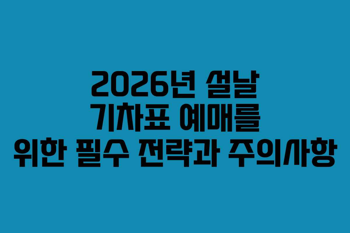 2026년 설날 기차표 예매를 위한 필수 전략과 주의사항