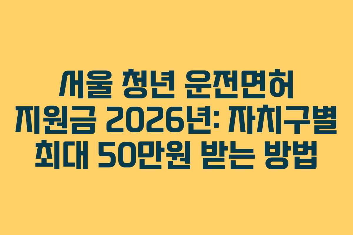 서울 청년 운전면허 지원금 2026년: 자치구별 최대 50만원 받는 방법