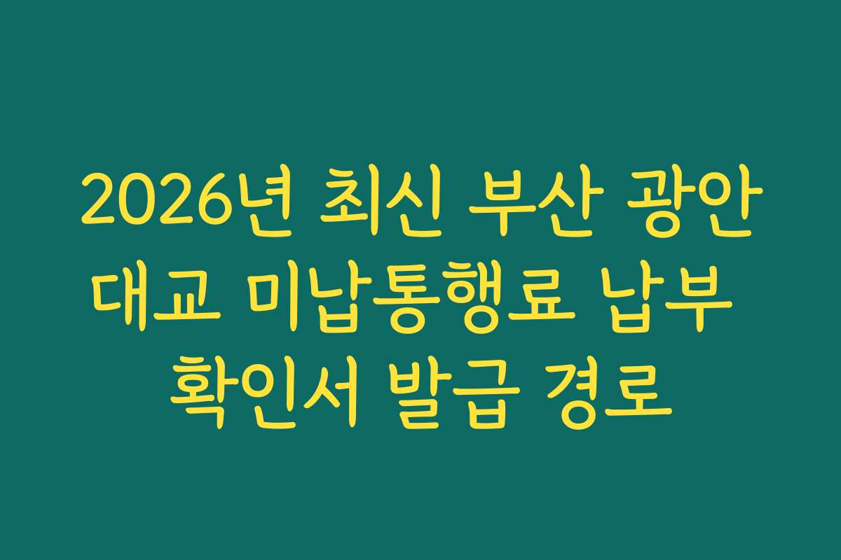 2026년 최신 부산 광안대교 미납통행료 납부 확인서 발급 경로