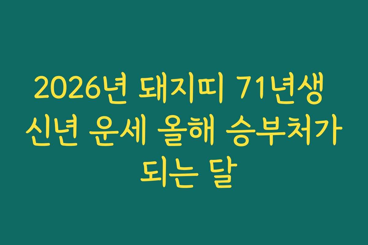2026년 돼지띠 71년생 신년 운세 올해 승부처가 되는 달 2026년 돼지띠 71년생 신년 운세 올해 승부처가 되는 달