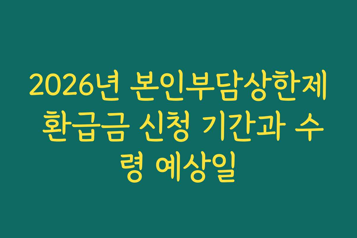 2026년 본인부담상한제 환급금 신청 기간과 수령 예상일 2026년 본인부담상한제 환급금 신청 기간과 수령 예상일