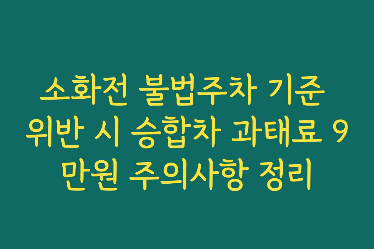소화전 불법주차 기준 위반 시 승합차 과태료 9만원 주의사항 정리