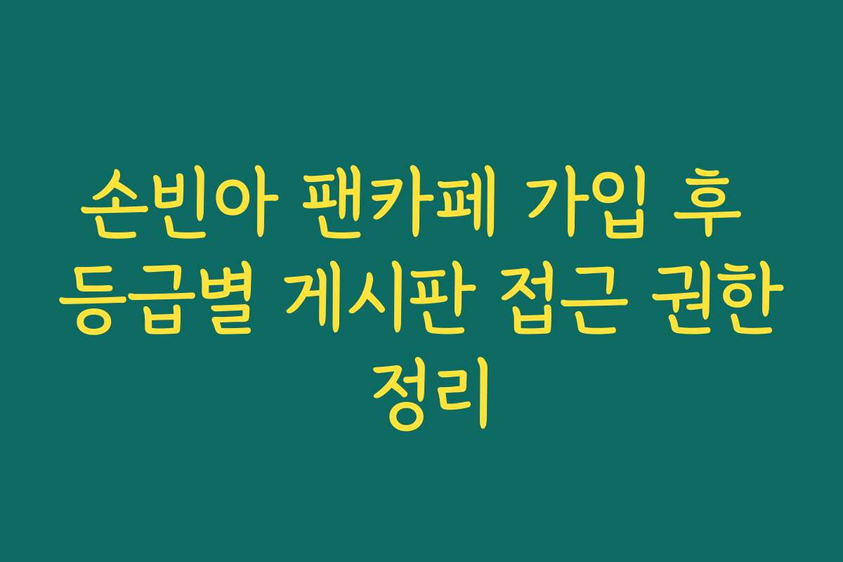 손빈아 팬카페 가입 후 등급별 게시판 접근 권한 정리