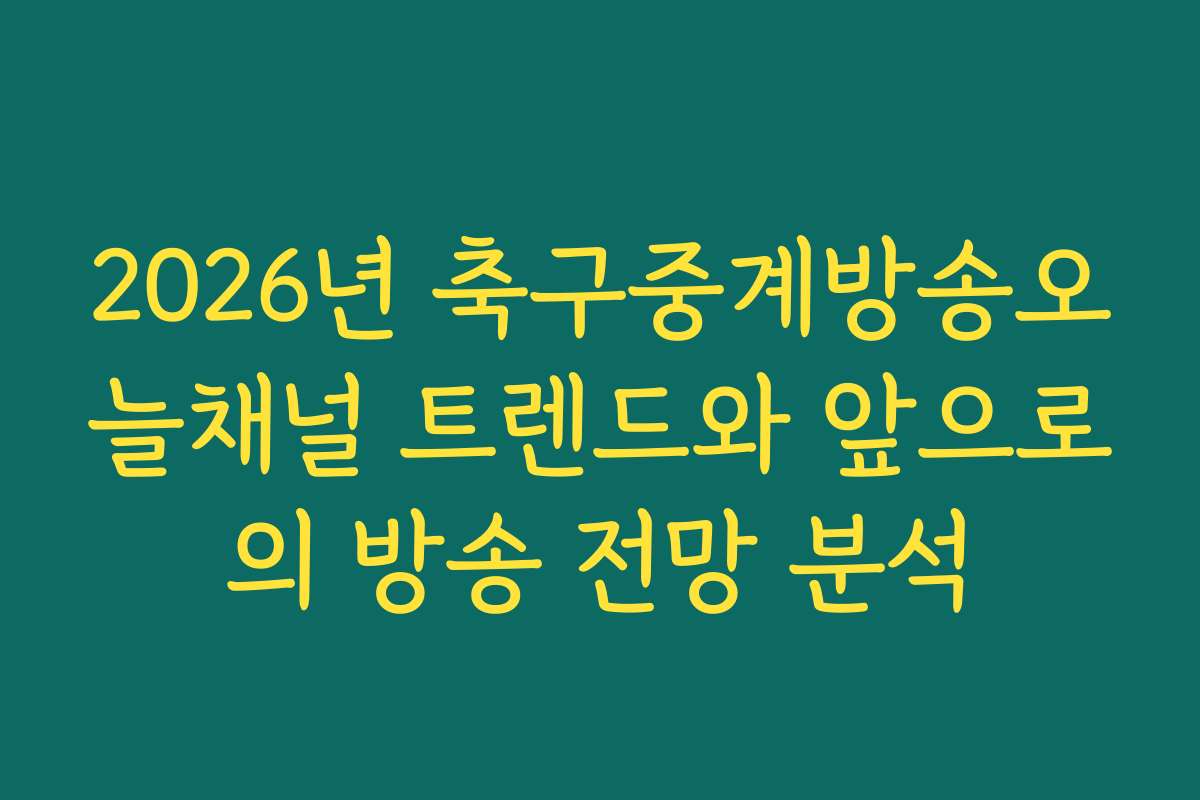 2026년 축구중계방송오늘채널 트렌드와 앞으로의 방송 전망 분석