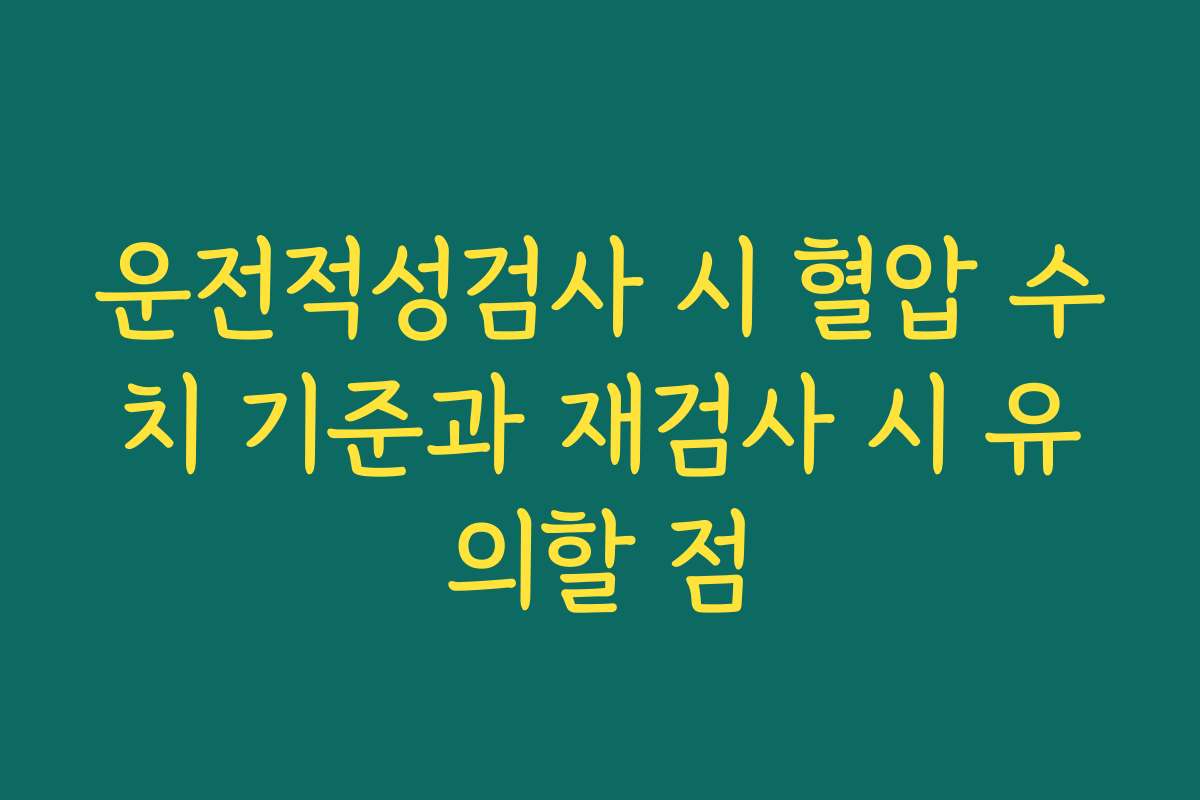 운전적성검사 시 혈압 수치 기준과 재검사 시 유의할 점 운전적성검사 시 혈압 수치 기준과 재검사 시 유의할 점