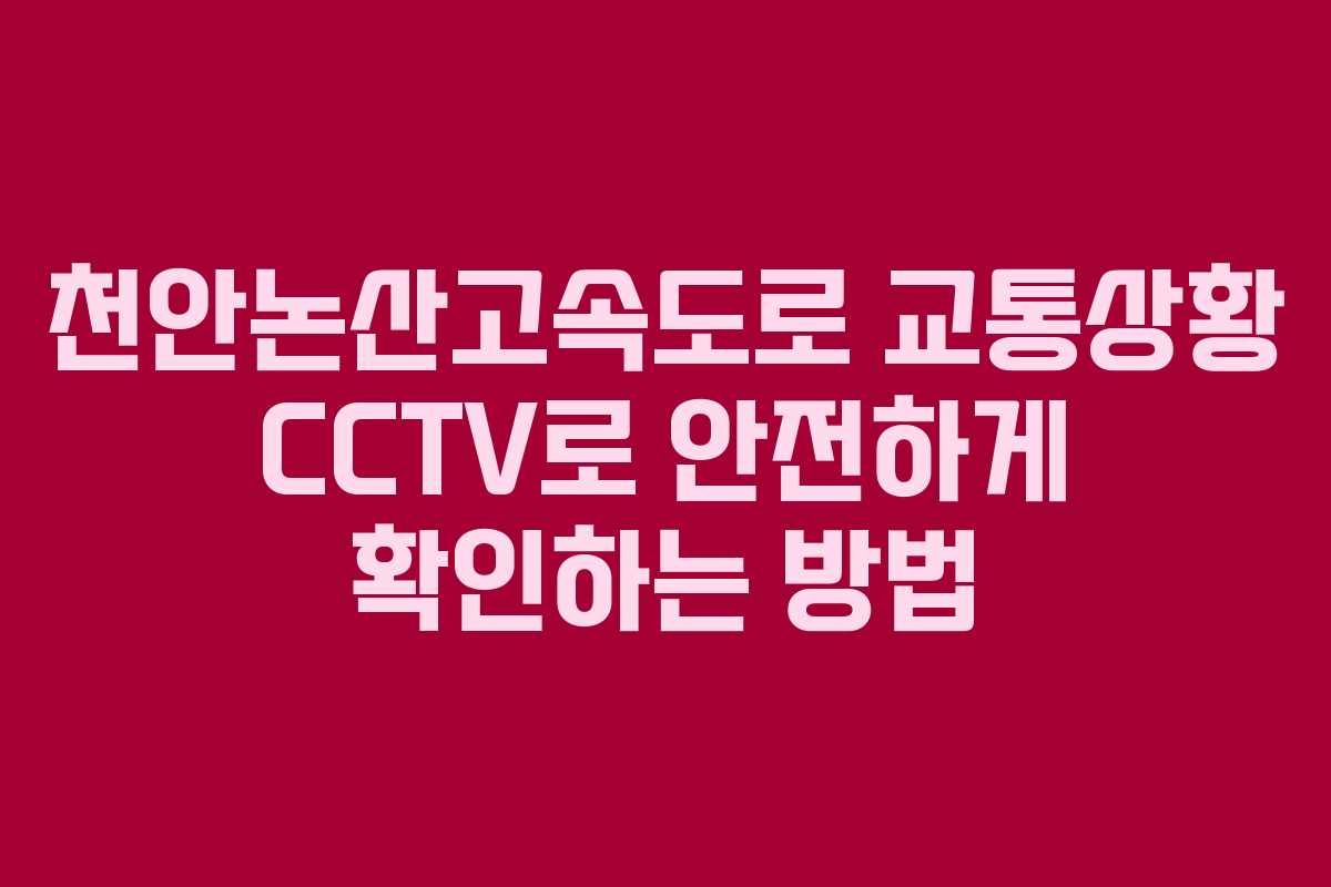 천안논산고속도로 교통상황 CCTV로 안전하게 확인하는 방법 천안논산고속도로 교통상황 CCTV로 안전하게 확인하는 방법