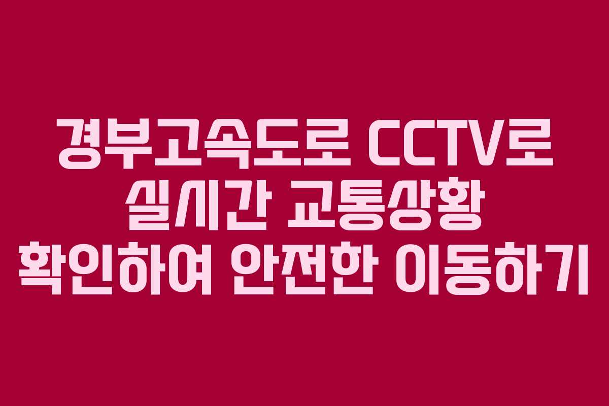 경부고속도로 CCTV로 실시간 교통상황 확인하여 안전한 이동하기 경부고속도로 CCTV로 실시간 교통상황 확인하여 안전한 이동하기