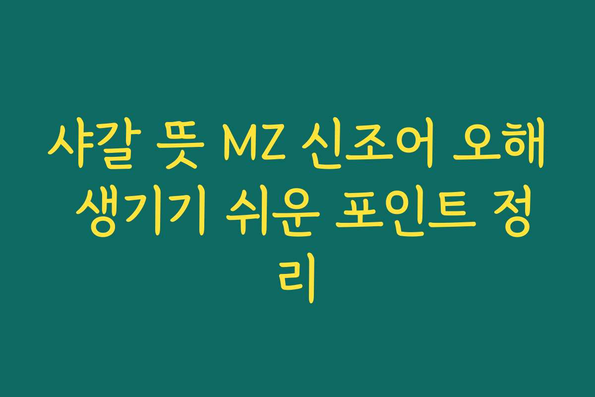 샤갈 뜻 MZ 신조어 오해 생기기 쉬운 포인트 정리