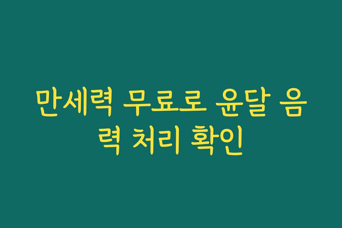 만세력 무료로 윤달 음력 처리 확인 만세력 무료로 윤달 음력 처리 확인