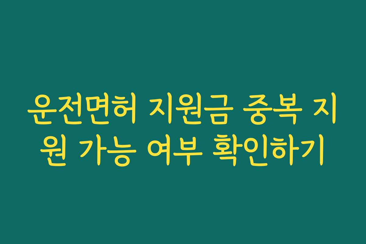 운전면허 지원금 중복 지원 가능 여부 확인하기