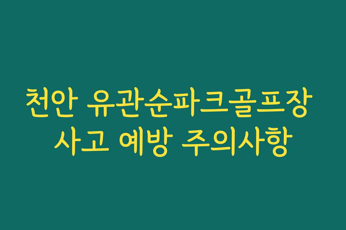 천안 유관순파크골프장 사고 예방 주의사항