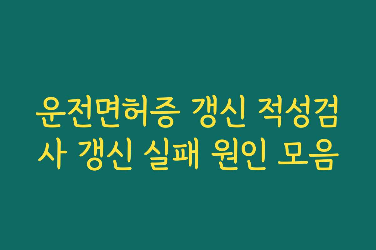 운전면허증 갱신 적성검사 갱신 실패 원인 모음