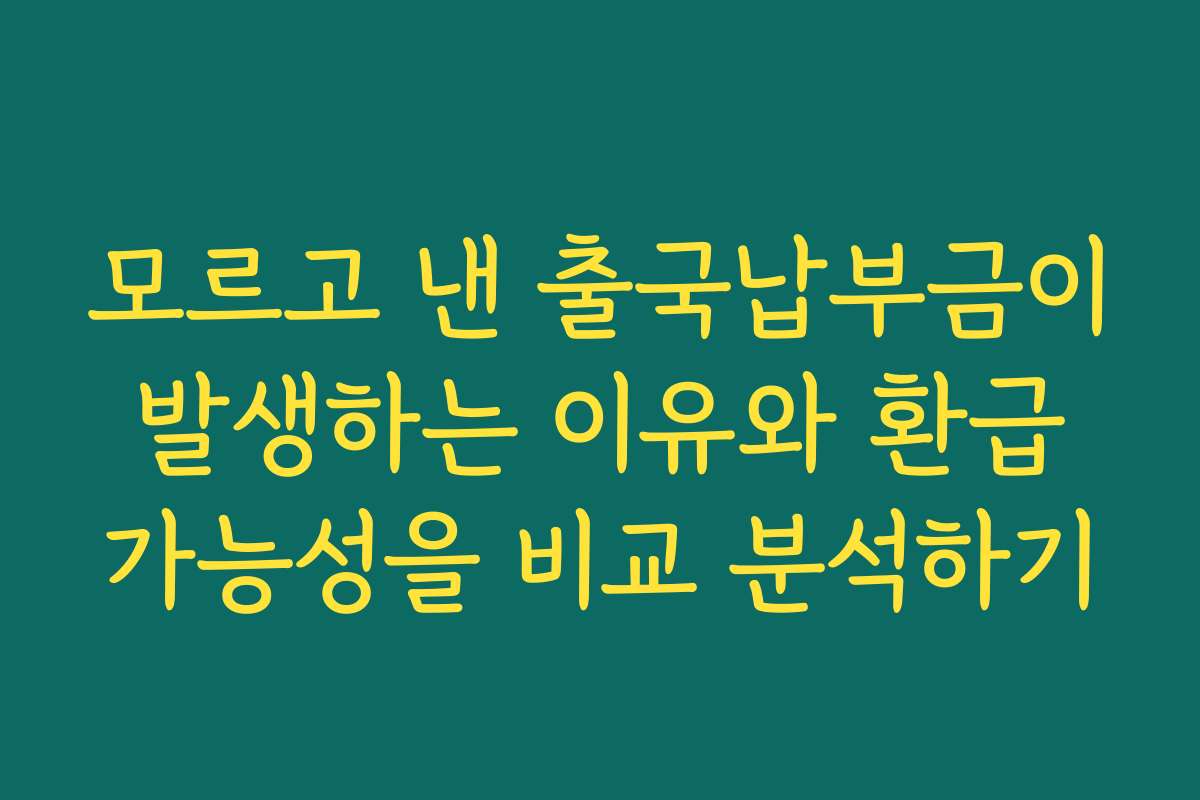 모르고 낸 출국납부금이 발생하는 이유와 환급 가능성을 비교 분석하기