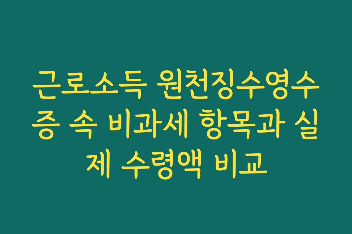 근로소득 원천징수영수증 속 비과세 항목과 실제 수령액 비교 근로소득 원천징수영수증 속 비과세 항목과 실제 수령액 비교