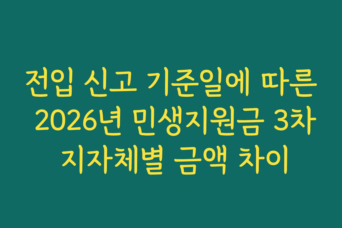 전입 신고 기준일에 따른 2026년 민생지원금 3차 지자체별 금액 차이