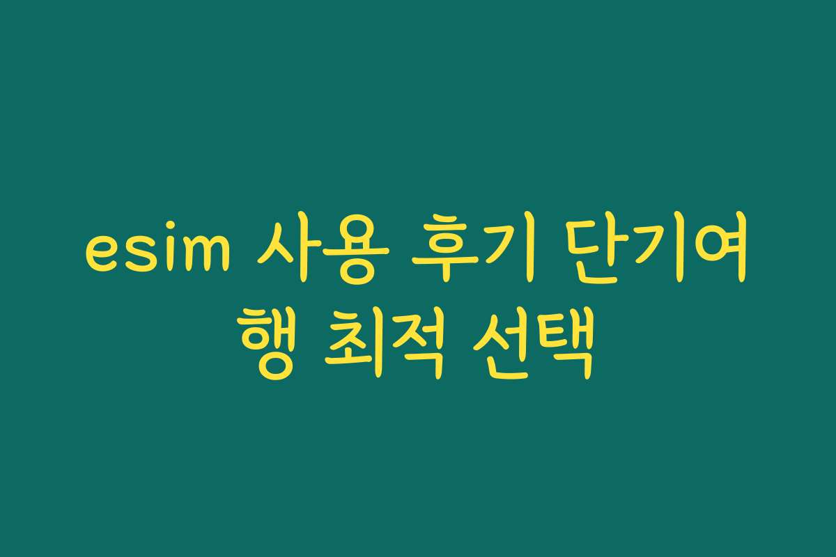 esim 사용 후기 단기여행 최적 선택