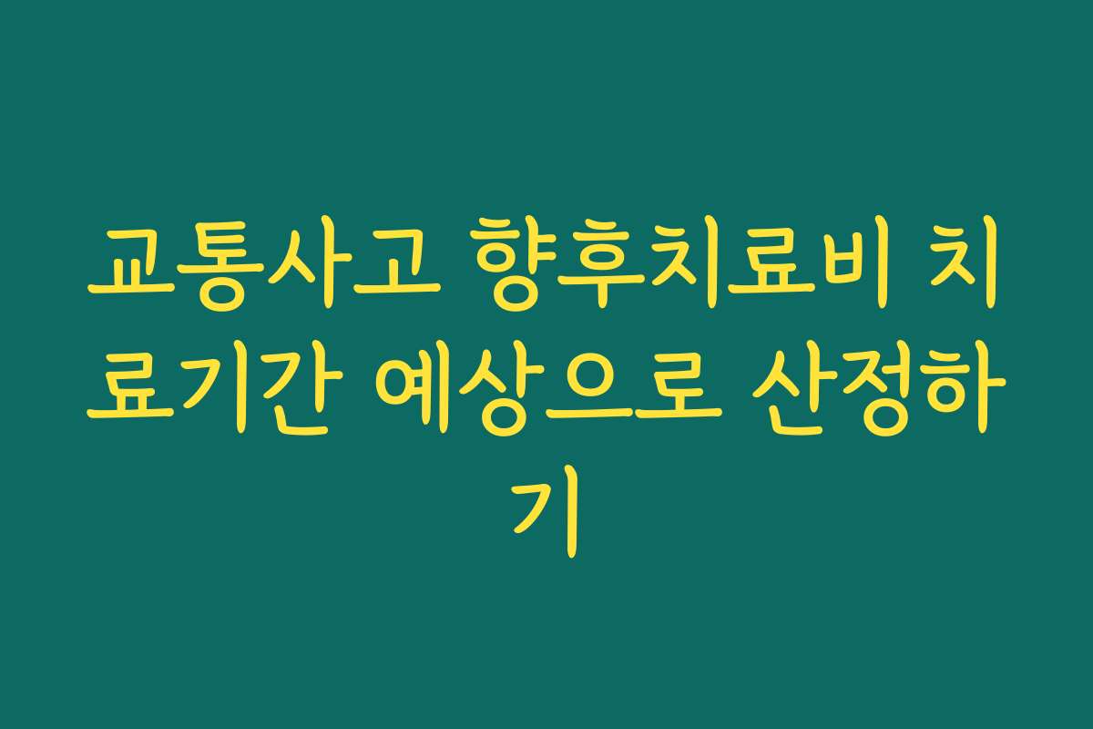교통사고 향후치료비 치료기간 예상으로 산정하기 교통사고 향후치료비 치료기간 예상으로 산정하기