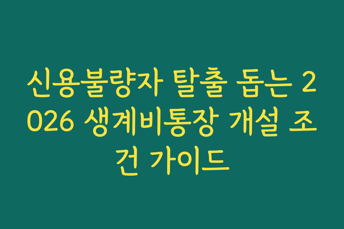 신용불량자 탈출 돕는 2026 생계비통장 개설 조건 가이드 신용불량자 탈출 돕는 2026 생계비통장 개설 조건 가이드
