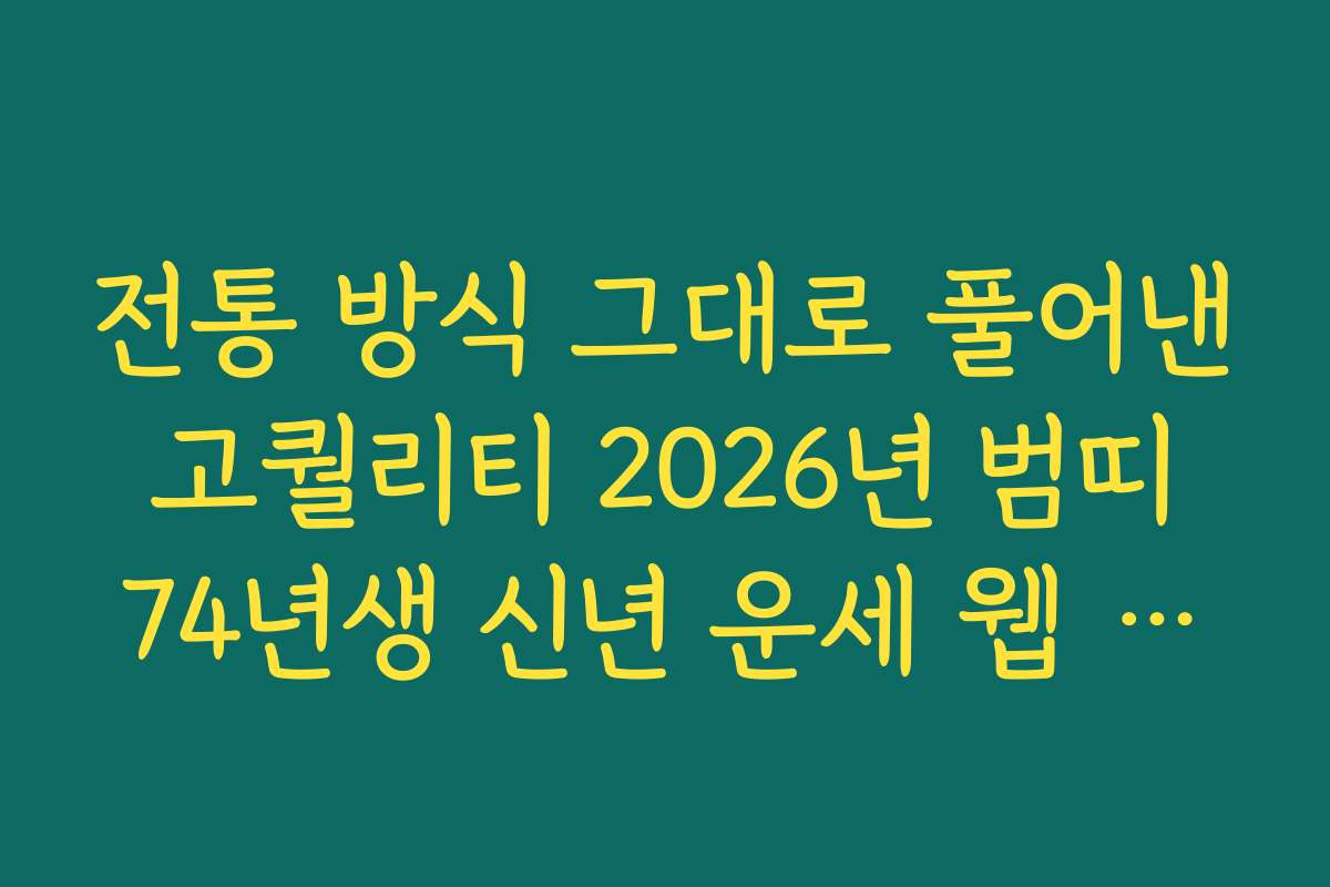 전통 방식 그대로 풀어낸 고퀄리티 2026년 범띠 74년생 신년 운세 웹 사이트