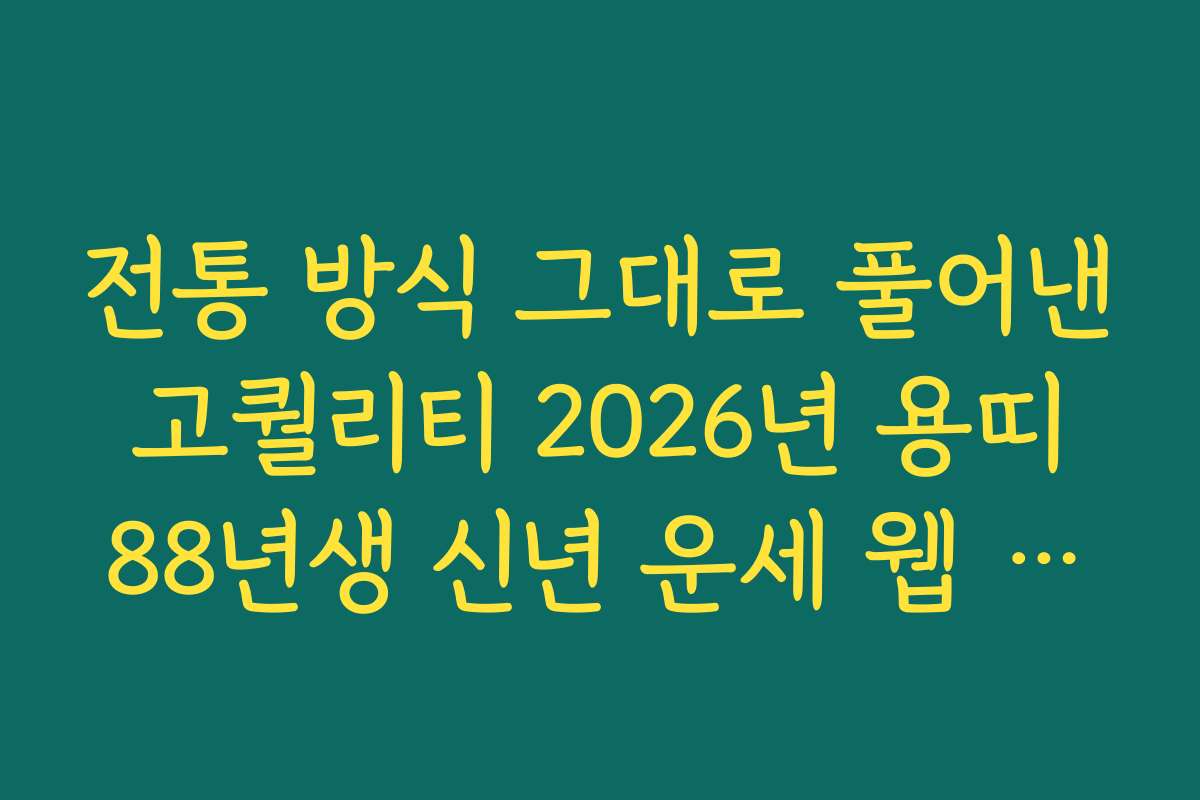 전통 방식 그대로 풀어낸 고퀄리티 2026년 용띠 88년생 신년 운세 웹 서비스 전통 방식 그대로 풀어낸 고퀄리티 2026년 용띠 88년생 신년 운세 웹 서비스