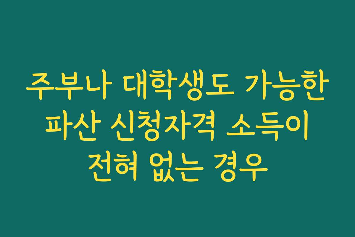 주부나 대학생도 가능한 파산 신청자격 소득이 전혀 없는 경우
