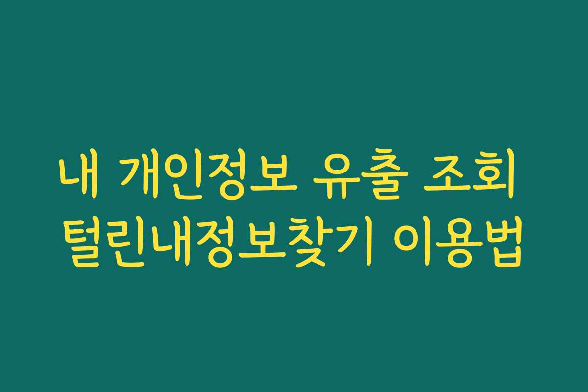 내 개인정보 유출 조회 털린내정보찾기 이용법