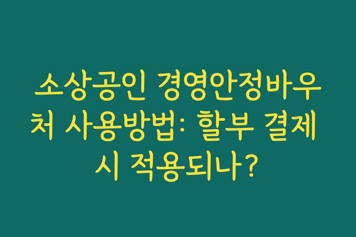 소상공인 경영안정바우처 사용방법: 할부 결제 시 적용되나?